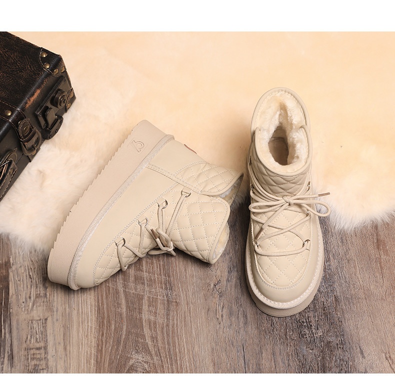 Zees Waterproof Boots For Women, Fleece-Lined Thickened, Country Travel And Skiing Special Space Walking Boots, Thick Sole_voghion.com