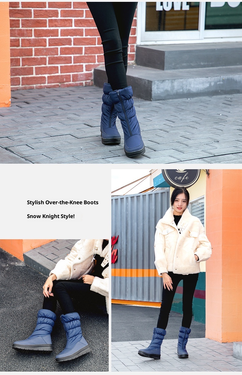 Zees Foreign Trade Cross-Border Winter Women's Snow Non-Slip Snowproof Fleece-Lined Warm Ski Resort Travel Slimming High Tube_voghion.com
