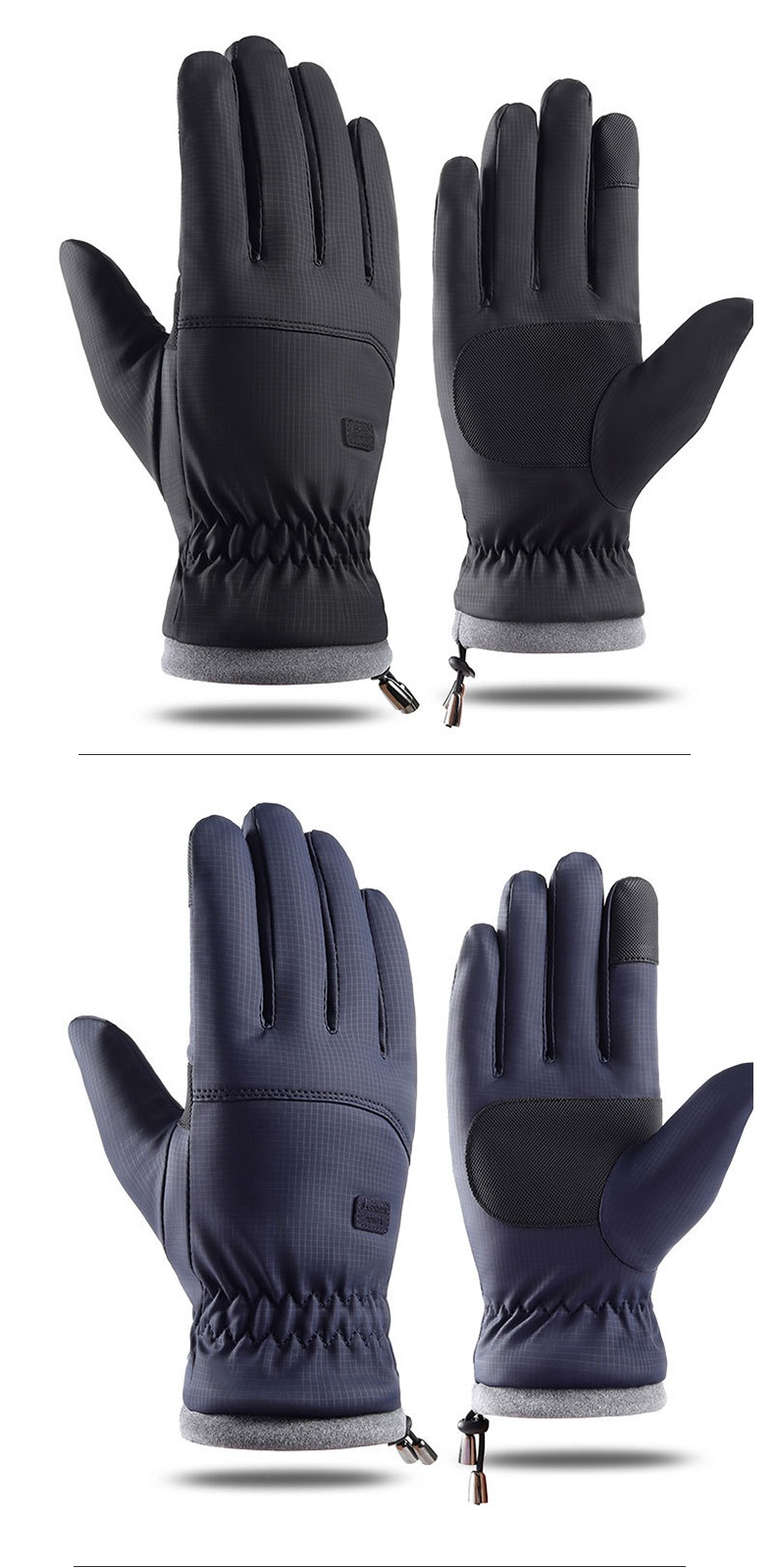 boy Boy Winter Warm For Men Skin Feel Windproof Waterproof Thickened Fleece Cold-Proof Touchscreen Outdoor Cycling Ski Gloves_voghion.com