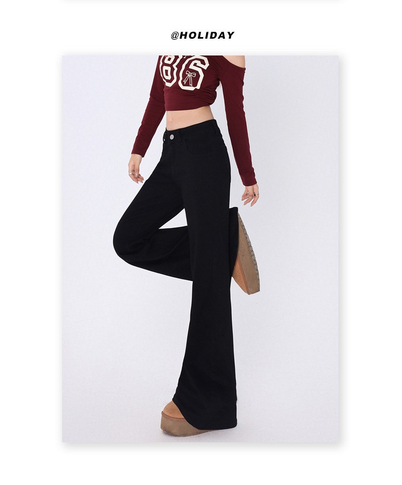 ChicShe ChicShe Spicy Girl Jean évasé pour femme, collection automne, taille S, noir, coupe slim, bottes cloche longues._voghion.com