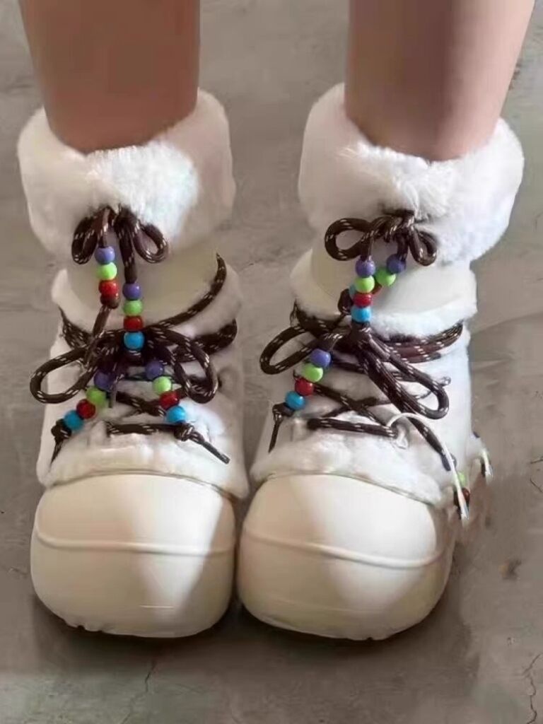 Zees Thick-Soled Warm Furry Snow Short For Women 2025 New Winter Height-Increasing Moon Ugly-Cute Ski High Boots_voghion.com