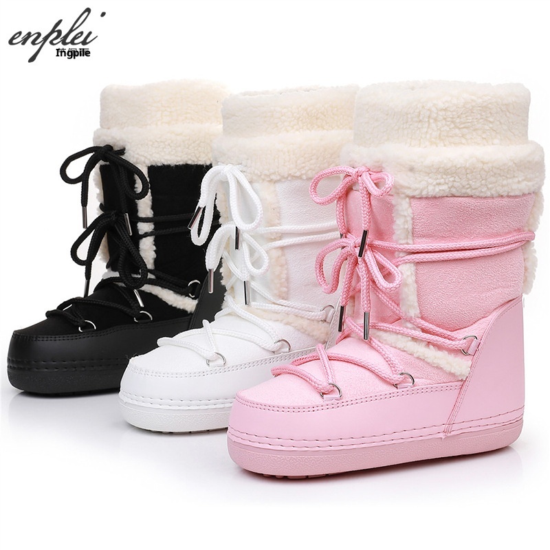 Zees Y035 Export European Lamb Wool High Tube Suede Space Women's Ski Northeast Snow Country Moon Boots Warm_voghion.com