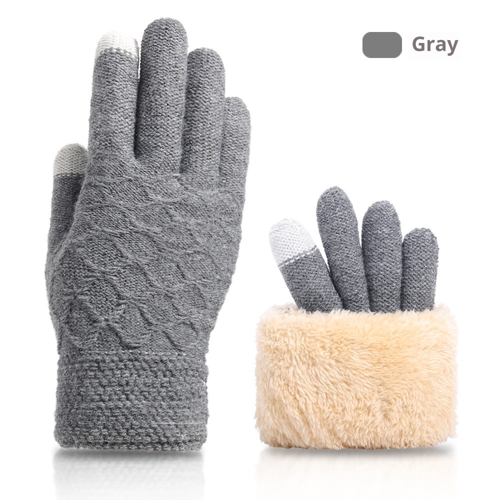 boy Boy Men's Winter Double Layer Thickened Fleece Lined Extra Long Touchscreen Versatile Knitted Wool Gloves Wholesale_voghion.com