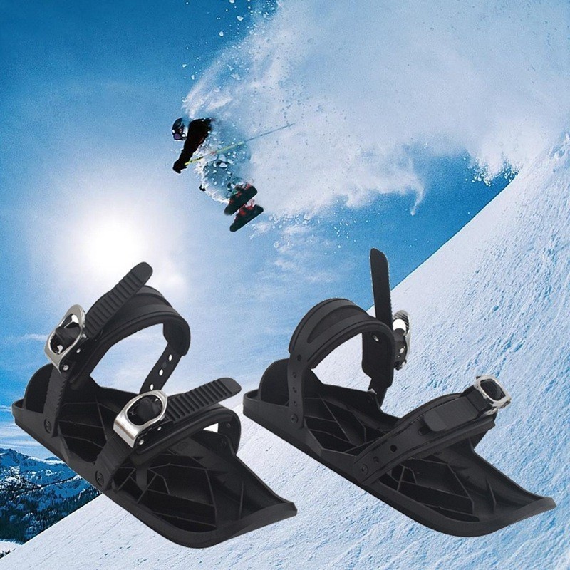 Zees First Generation Outdoor Sports Ski Skates Mini SkiSkates Double Snowboard Shoes Adjustable Snow Sled Board_voghion.com
