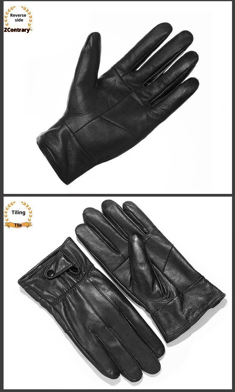 boy Boy Genuine Leather Winter Motorcycle Riding Adult Plus Velvet Warm Outdoor Sheepskin Cold-proof Gloves Men_voghion.com