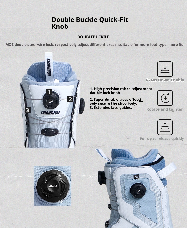 Zees CHANRICH Doppelschnallen-Snowboardschuhe Schnellverschluss für Damen und Herren, Allround-Snowboardschuhe zum Carven, Sliden, Flat-Flow-Snowboards und Freestyle-Ski_voghion.com