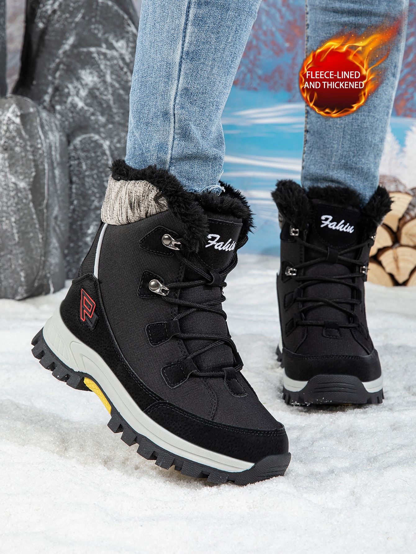 Zees Harbin Northeast Outdoor Boots With Fleece, Waterproof Cold-Proof Snow Shoes Skiing At -40 Degrees, Travel Gear For Men_voghion.com