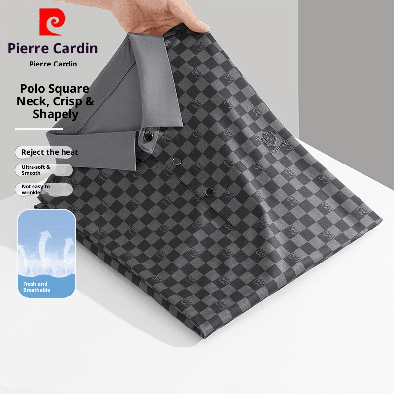 Polo sans coutures pour homme, style été, col rabattu, carreaux, tendance mode business casual, manches courtes_voghion.com