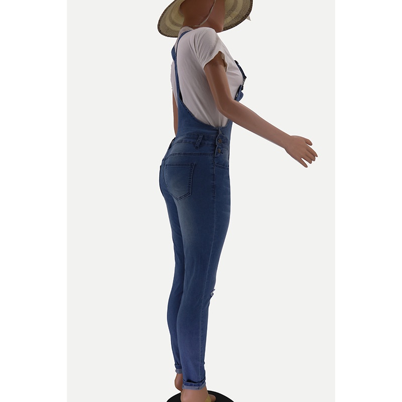 ChicShe 2023 Women's In-Stock European And American Cross-Border Distressed Washed Jeans Overalls_voghion.com