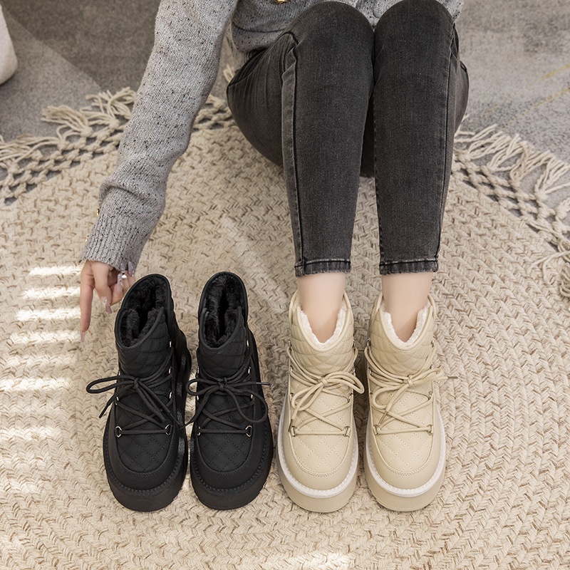 Zees Waterproof Boots For Women, Fleece-Lined Thickened, Country Travel And Skiing Special Space Walking Boots, Thick Sole_voghion.com