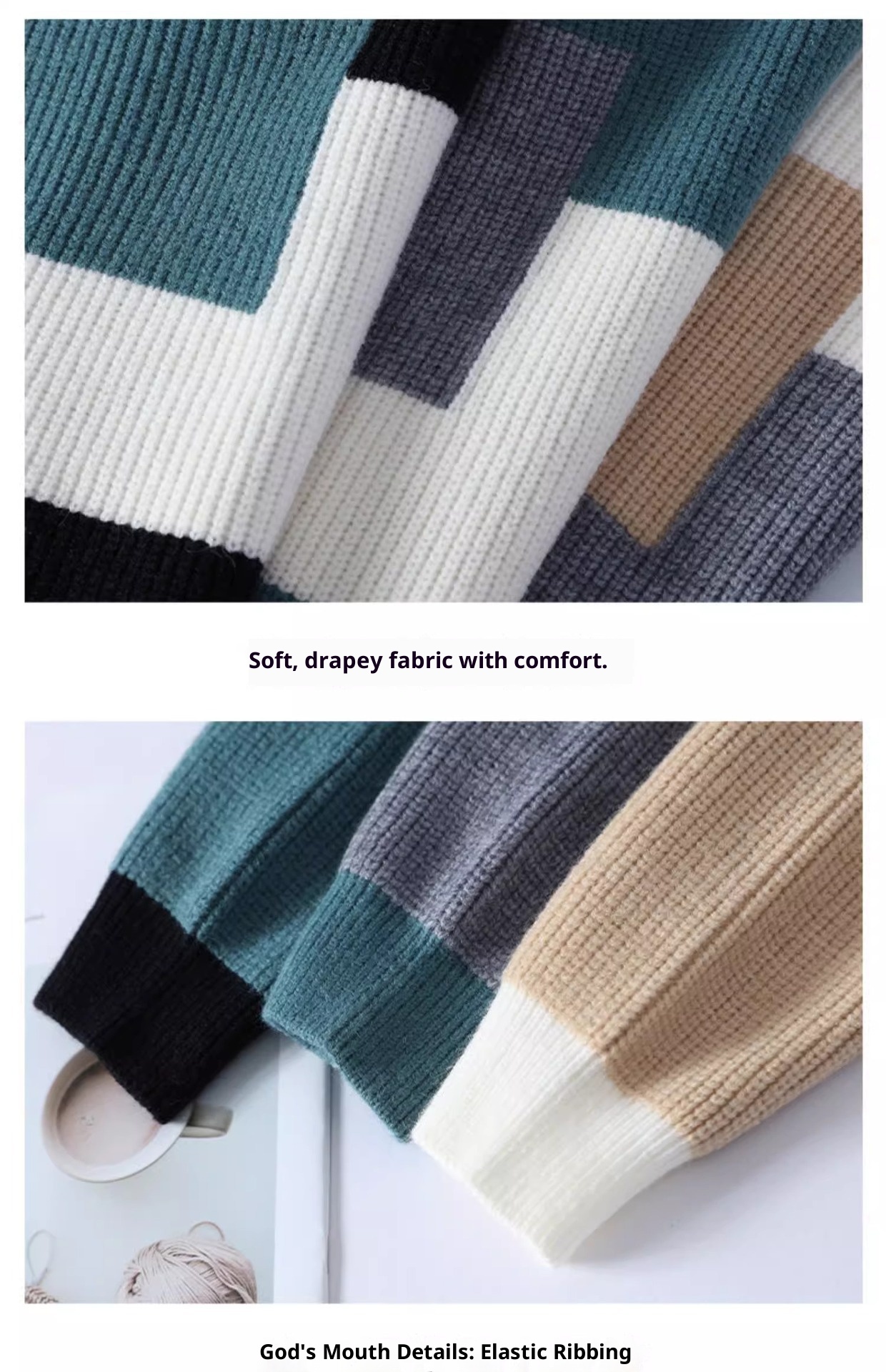 boy Boy Boy Boy Color Block Knitted Crew Neck Cashmere Warm Men's Top Casual Fashion Loose Inner Layer Base Sweater Jacket_voghion.com