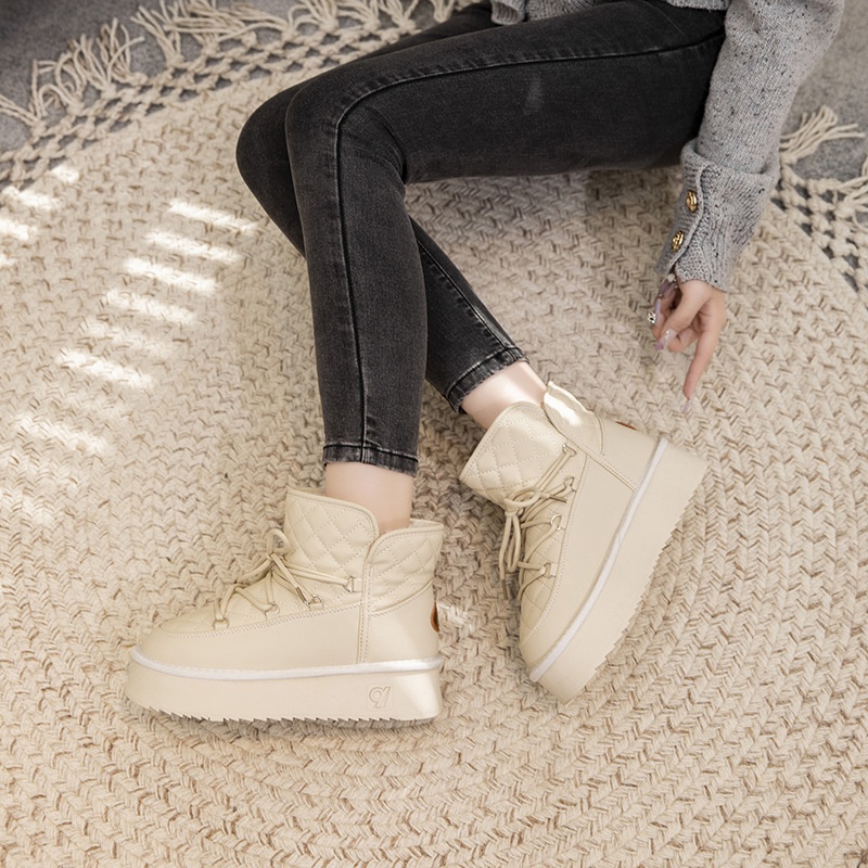 Zees Waterproof Boots For Women, Fleece-Lined Thickened, Country Travel And Skiing Special Space Walking Boots, Thick Sole_voghion.com