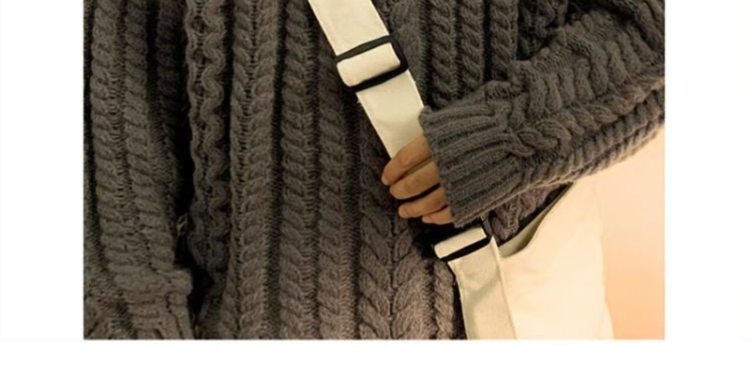 Pull en maille épaisse à torsades pour homme, col montant, automne-hiver, style américain décontracté, haut de gamme._voghion.com