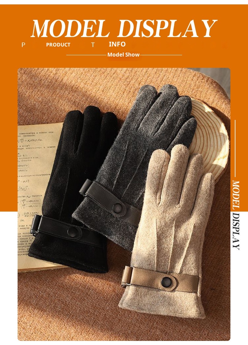 boy Boy 2025 New Men's Winter Wool Warm Full Finger Fashion Outdoor Touchscreen Fleece Cycling Gloves_voghion.com
