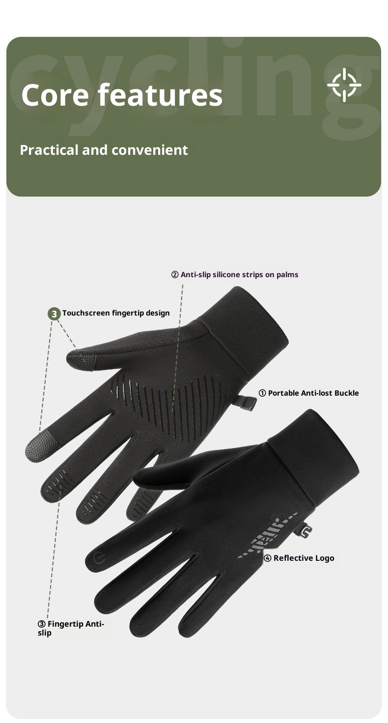 Guanti da sci e ciclismo da corsa, caldi, antiscivolo, in velluto, per uomo e donna, per attività all'aperto, autunno e inverno_voghion.com