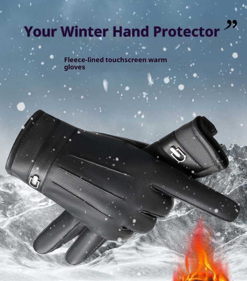 Guantes de piel auténtica Boy para hombre, ideales para invierno, cálidos, resistentes al viento, impermeables y compatibles con pantallas táctiles. Aptos para motociclismo y actividades al aire libre._voghion.com