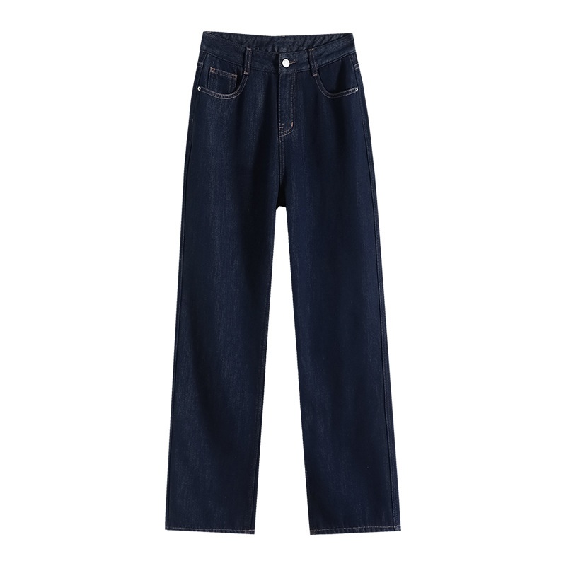 ChicShe American Style Dark Blue Fleece-Lined Jeans Women, New Autumn And Winter Design, Slim Fit Narrow Straight Pants For_voghion.com