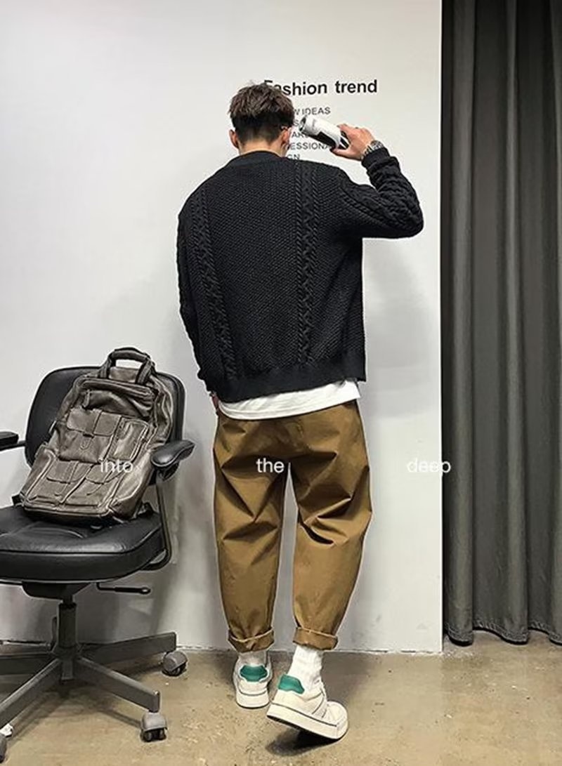boy Boy Boy Boy Japanese Autumn Thick Men Korean Version Trendy Loose Knitwear Winter Ins Hong Kong Style Lazy Sweater Coat_voghion.com