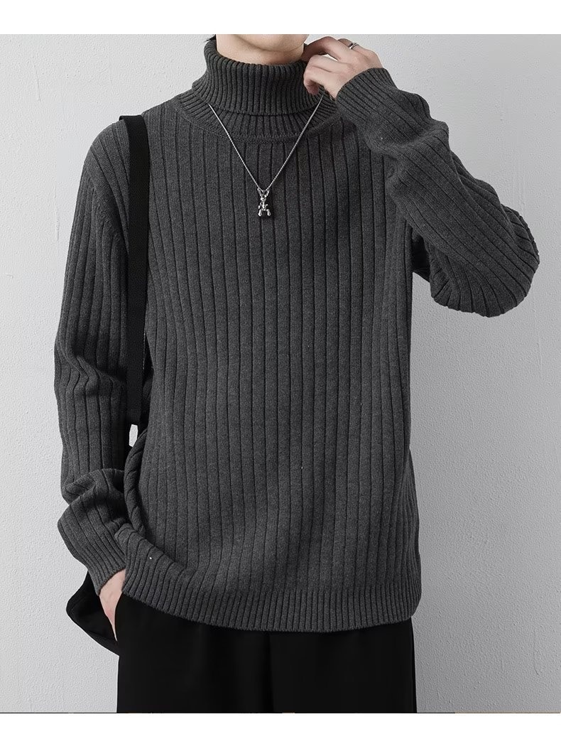 boy Boy Boy Boy 2024 Autumn Winter Round Neck Men Thickened Lazy Style Knitted Sweater Trendy Casual Solid Color Base Shirt Knitwear_voghion.com