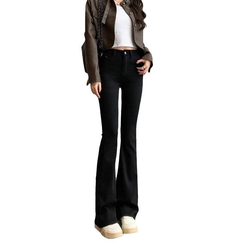 ChicShe Flared Zwarte Jeans Voor Vrouwen 2024 Lente Zomer Nieuwe Hoge Taille Slanke Rechte Losse Gedrapeerde Bell Bottom Broek Trendy_voghion.com