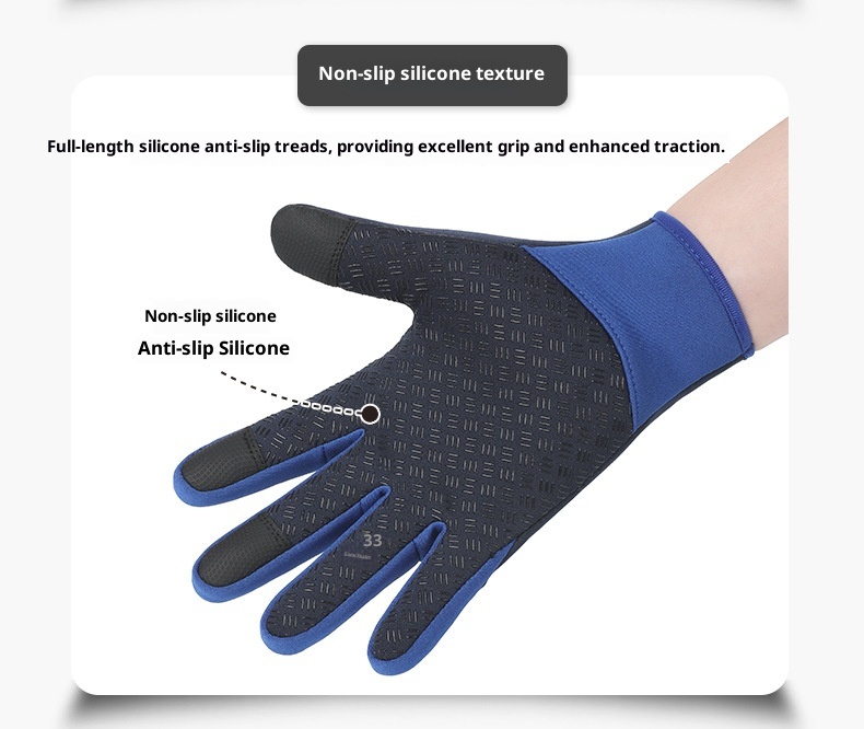 boy Boy Cross-Border Zipper Outdoor Sports Men Autumn Winter Cycling Riding Fleece Touchscreen Waterproof Hiking Gloves_voghion.com