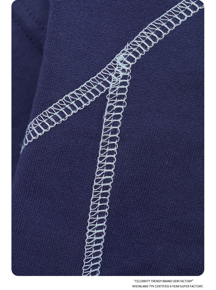 T-shirt d'été polyvalent à manches courtes et col rond, color block, 260 g, épais et long_voghion.com