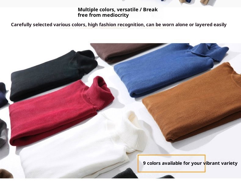 boy Boy Boy Boy Cross-Border Men's Knitted Warm Base Layer Slim Fit Half Turtleneck Korean Style Inner Wear Stylish Fuzzy Sweater Top_voghion.com