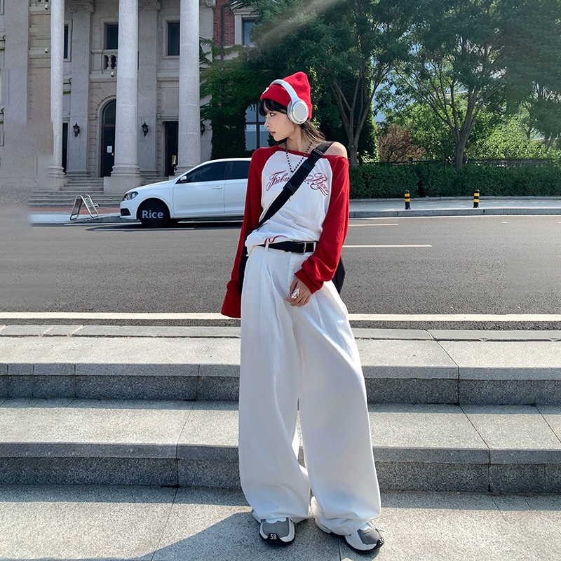 ChicShe YC&2 Color Retro High Waist Loose Wide Leg Pants Draped Floor-Length Pleated Versatile Slimming Straight Jeans For Women_voghion.com