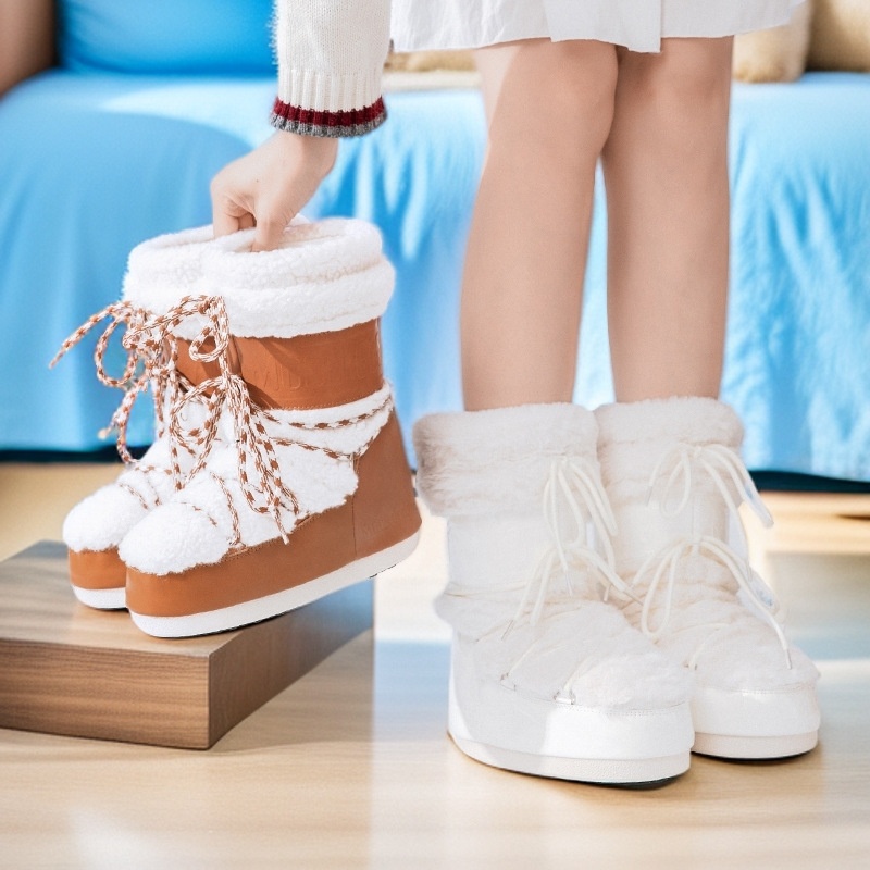 Zees Space 2025 Winter Ski Parent-Child Internet Celebrity Same Style Mid-Calf Thickened Plush Northeast Snow Country Moon_voghion.com