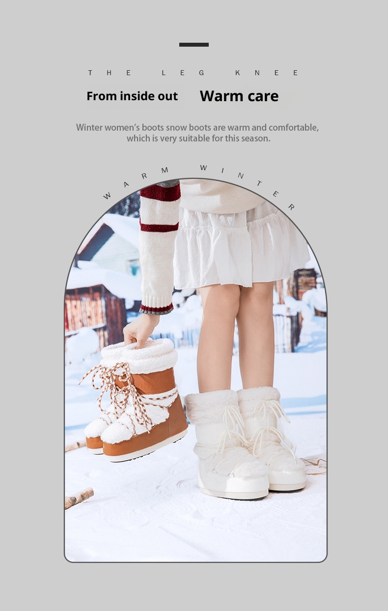 Zees Space 2025 Winter Ski Parent-Child Internet Celebrity Same Style Mid-Calf Thickened Plush Northeast Snow Country Moon_voghion.com