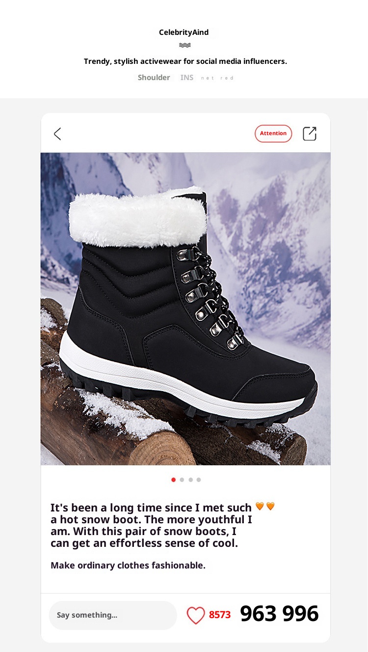 Zees Outdoor Boots 2023 Winter Warm Fleece Lined Thickened Waterproof Non-Slip Northeast Snow Village Skiing Big Cotton Shoes_voghion.com