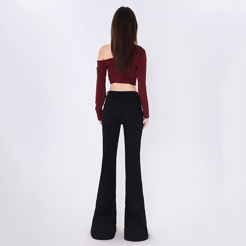 ChicShe ChicShe Spicy Girl Jean évasé pour femme, collection automne, taille S, noir, coupe slim, bottes cloche longues._voghion.com