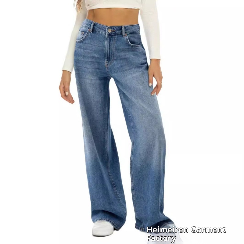 Jeans larghi e larghi da donna con baffi di gatto per il commercio estero transfrontaliero europeo e americano di ChicShe_voghion.com