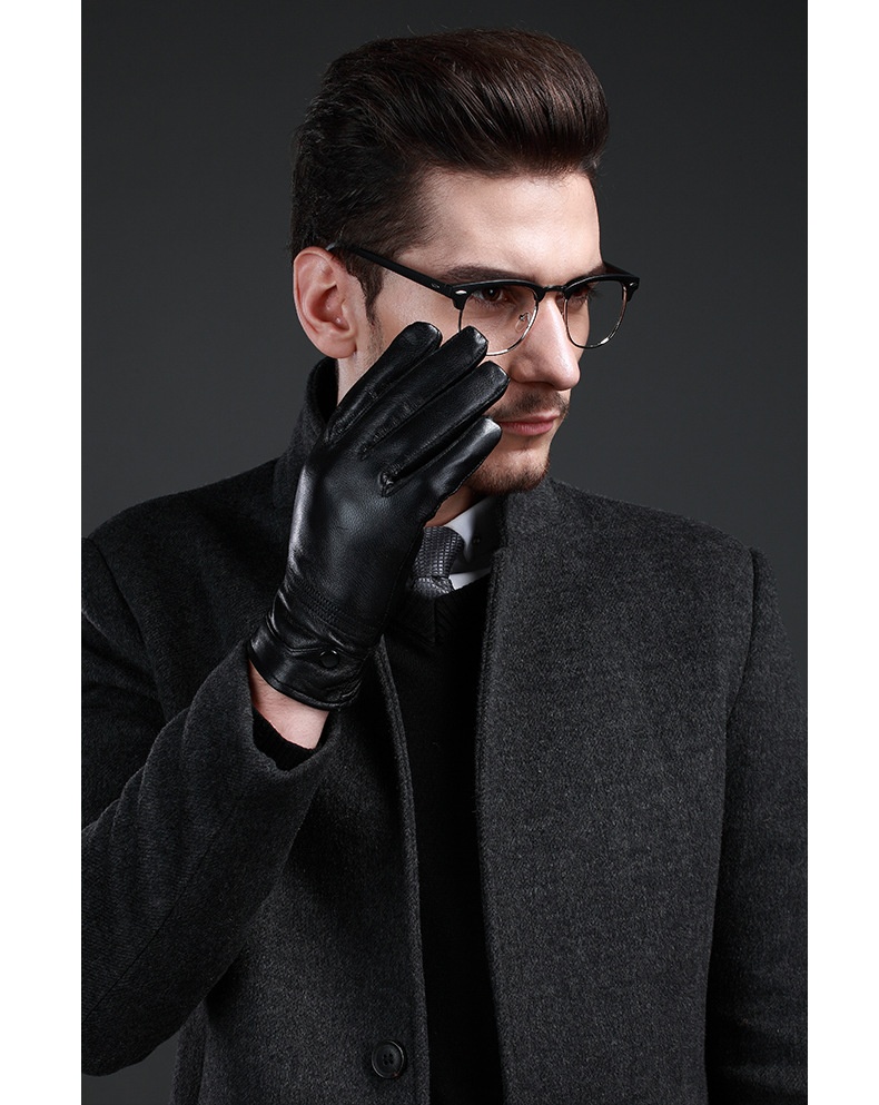 boy Boy Genuine Leather For Men Wholesale Labor Protection Men's Fleece-Lined Warm Sheepskin Gloves Thin Lining Autumn Winter_voghion.com