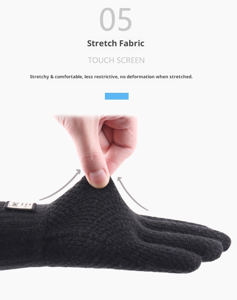 boy Boy Men's Winter Double Layer Thickened Fleece Lined Extra Long Touchscreen Versatile Knitted Wool Gloves Wholesale_voghion.com