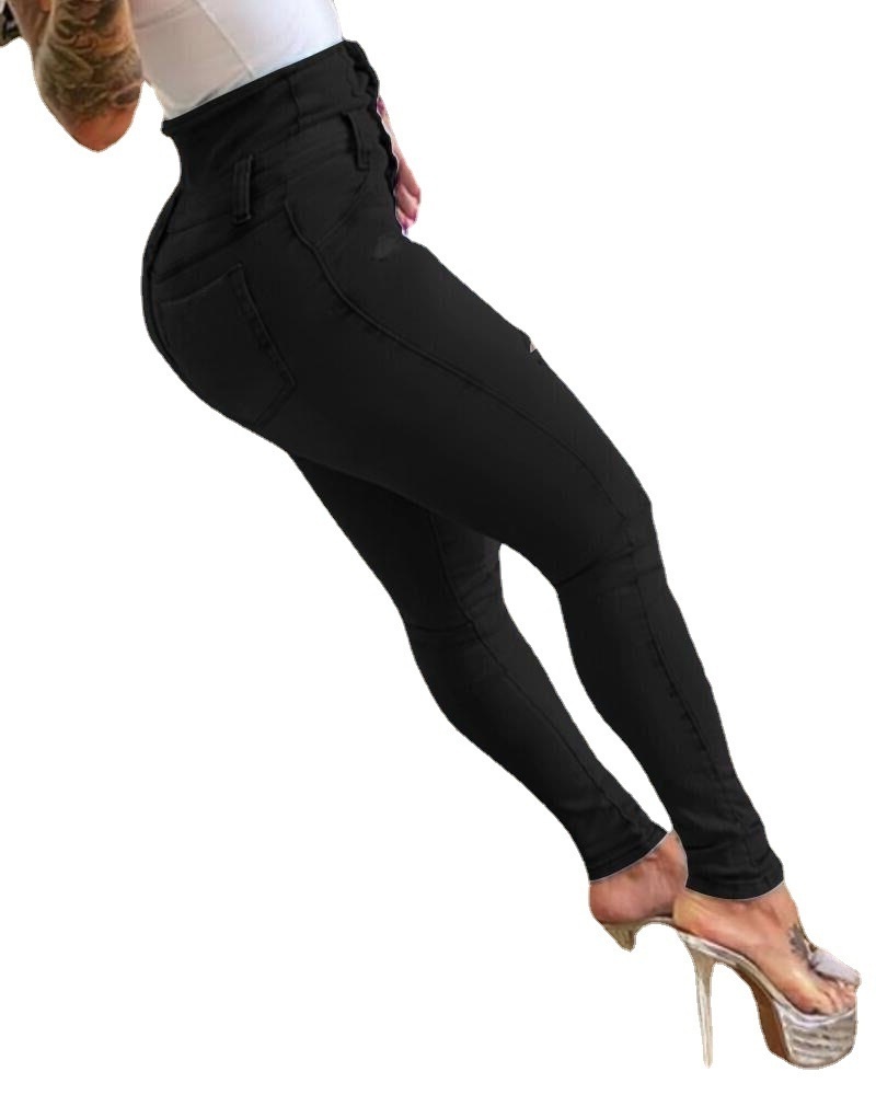 ChicShe 2025 Spring And Autumn New High-Waisted Denim For Women Bestselling Ripped Skinny Pants High Elastic Slimming_voghion.com