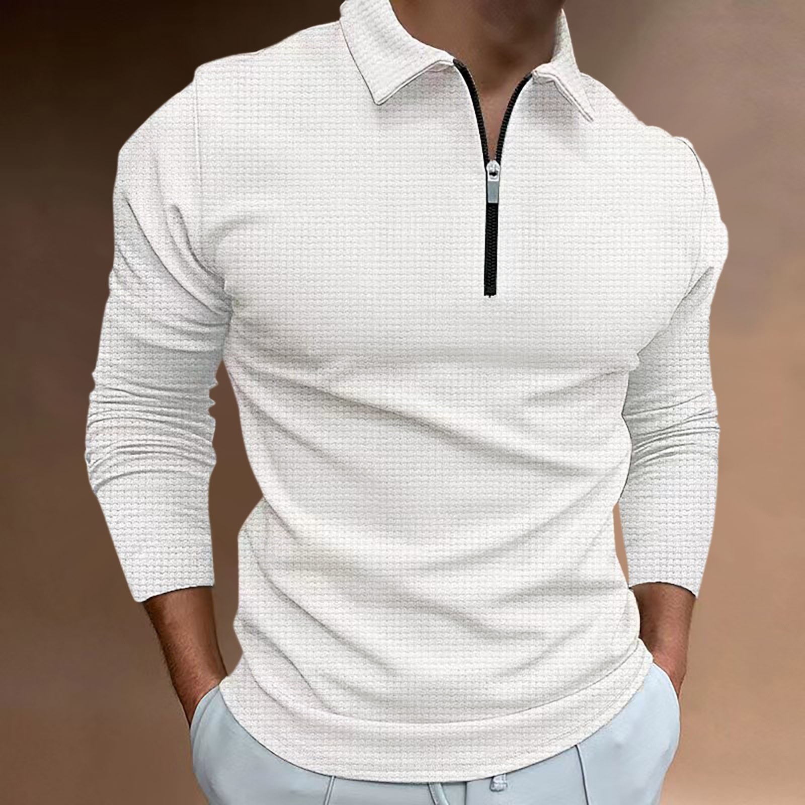Chemise polo courte à manches longues et fermeture éclair, style décontracté et polyvalent, pour garçon, collection homme Boy Cross-Border Short._voghion.com