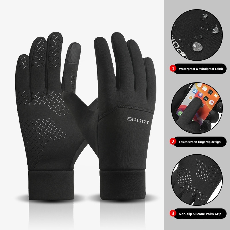 Jungen-Handschuhe für Herbst und Winter, warm, geeignet für Radfahren, Skifahren, Bergsteigen, Autofahren, Reiten, Fleece, Touchscreen-kompatibel, rutschfest_voghion.com