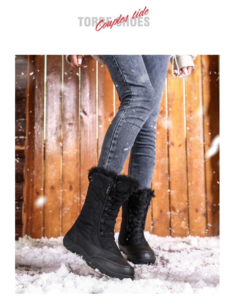 Botas antiderrapantes Zees Cross-Border para mulheres, ideais para esqui em regiões com neve no nordeste dos EUA. Forradas com lã, grossas e quentes._voghion.com