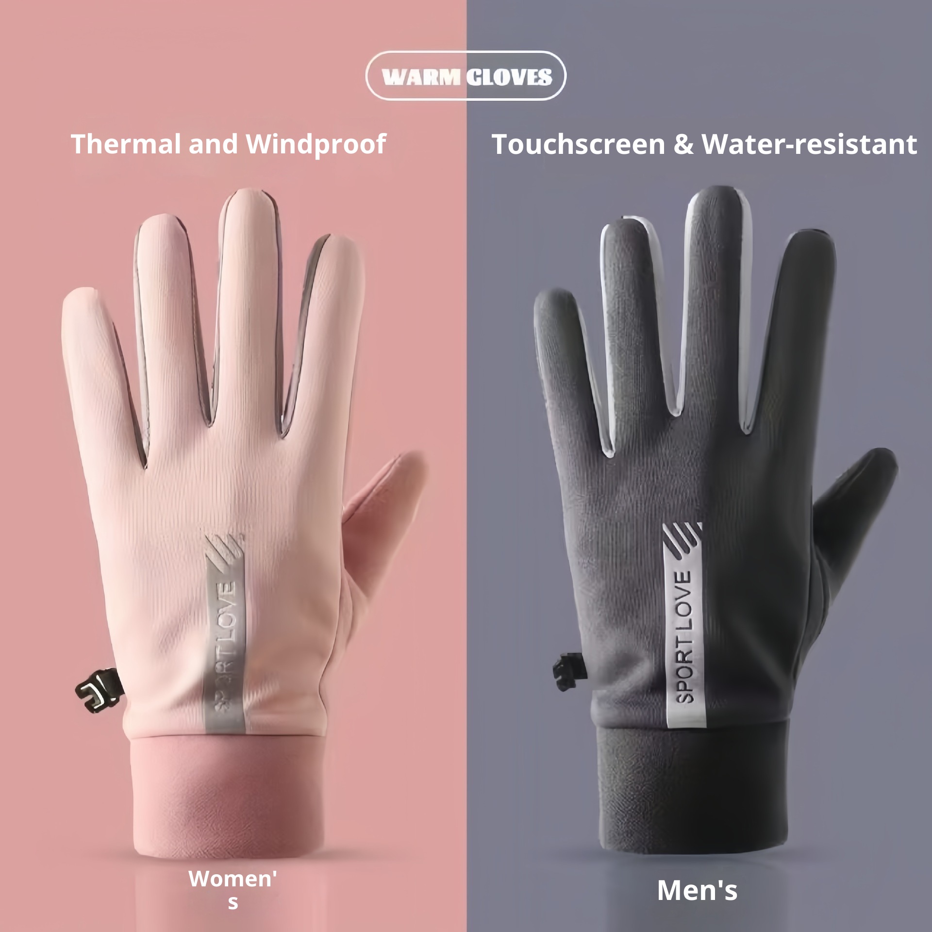 boy Boy Gloves Windproof Waterproof Touchscreen Couple Men Women Winter Cycling Skiing Sports Fleece Lined Cold-Proof Warm_voghion.com