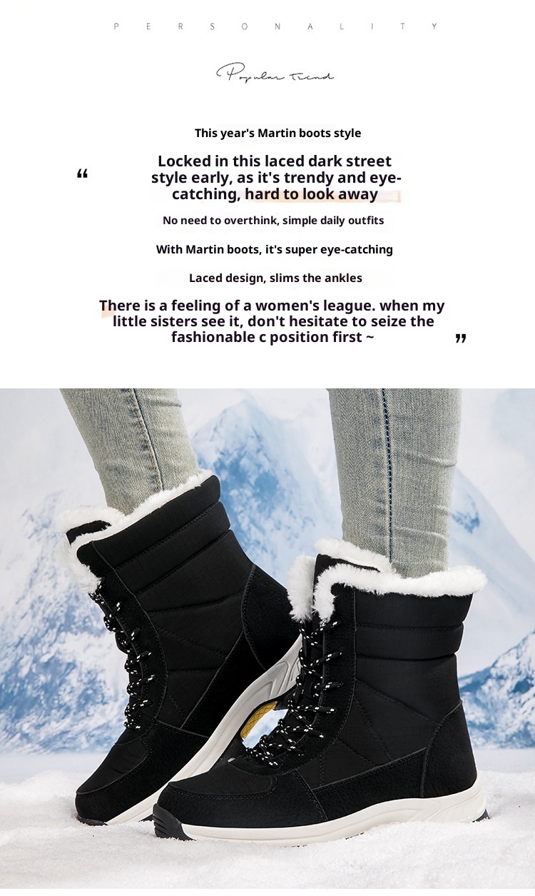 Zees Damen-Winterschuhe aus Baumwolle, gefüttert mit Fleece, wasserdicht, rutschfest, wadenhoch, ideal zum Skifahren_voghion.com