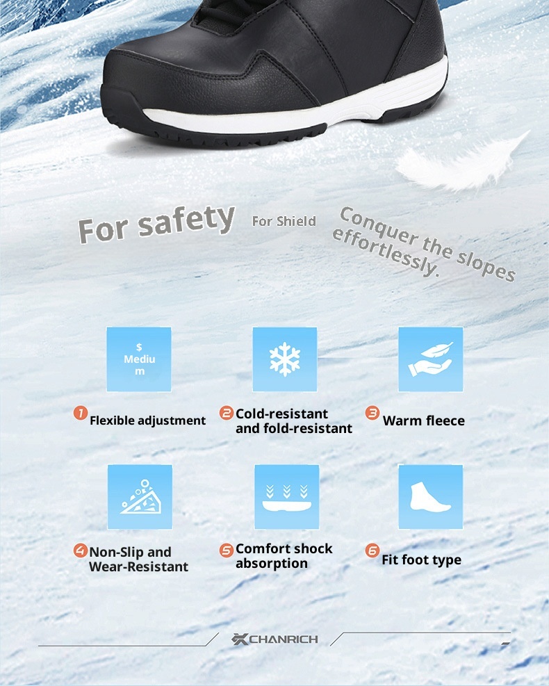 Zees Outdoor Sports Snowboard Shoes For Men Women, Traditional Lace-up Style, Beginner All-around Ski Equipment, Cold-proof_voghion.com