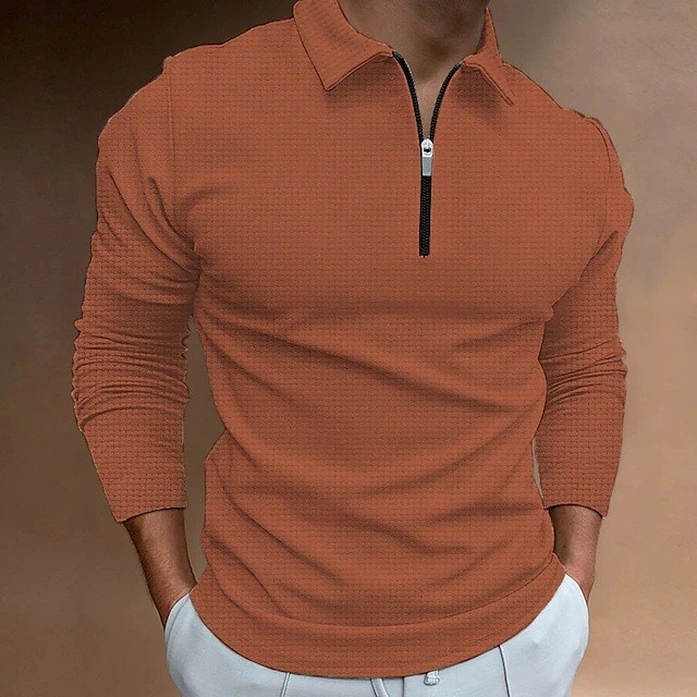 Chemise polo courte à manches longues et fermeture éclair, style décontracté et polyvalent, pour garçon, collection homme Boy Cross-Border Short._voghion.com