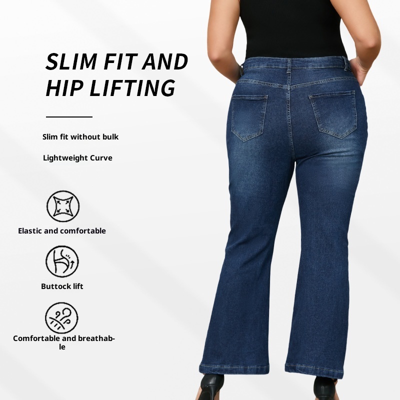 ChicShe 2025 Summer High Waist Washed Vintage Button Slim Fit Fashion Flared Elegant Stretch Plus Size Jeans_voghion.com