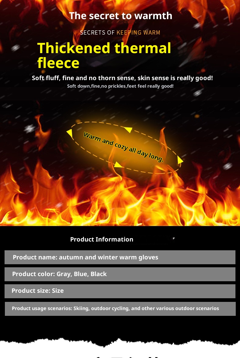 boy Boy Winter Warm For Men Skin Feel Windproof Waterproof Thickened Fleece Cold-Proof Touchscreen Outdoor Cycling Ski Gloves_voghion.com