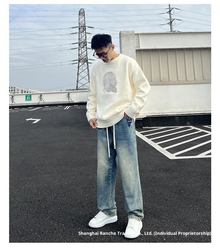 Herren-Pullover mit Rundhalsausschnitt, Herbst/Winter-Trendmarke, stylischer, lässiger und vielseitiger Strickpullover in Schwarz_voghion.com