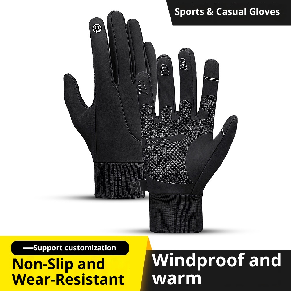 boy Boy Outdoor Thermal Winter Sports Fece-Lined Skiing Women Touchscreen Windproof Non-Slip Heated Cycling Gloves Men_voghion.com