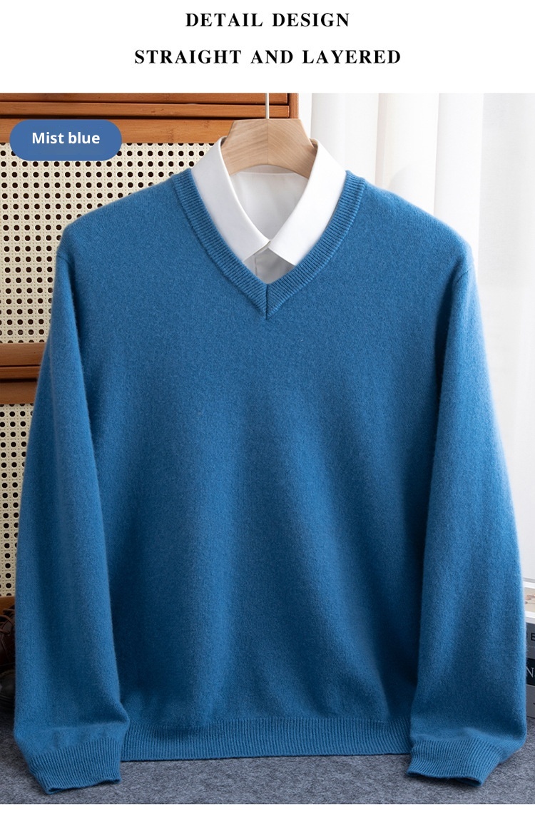 ragazzo Ragazzo Ragazzo Ragazzo Felpa in Maglia Autunno Inverno Largo Uomo Collo Base 2023 Tinta Unita Cashme Ispessito Scollo a V Manica Lunga Slim_voghion.com