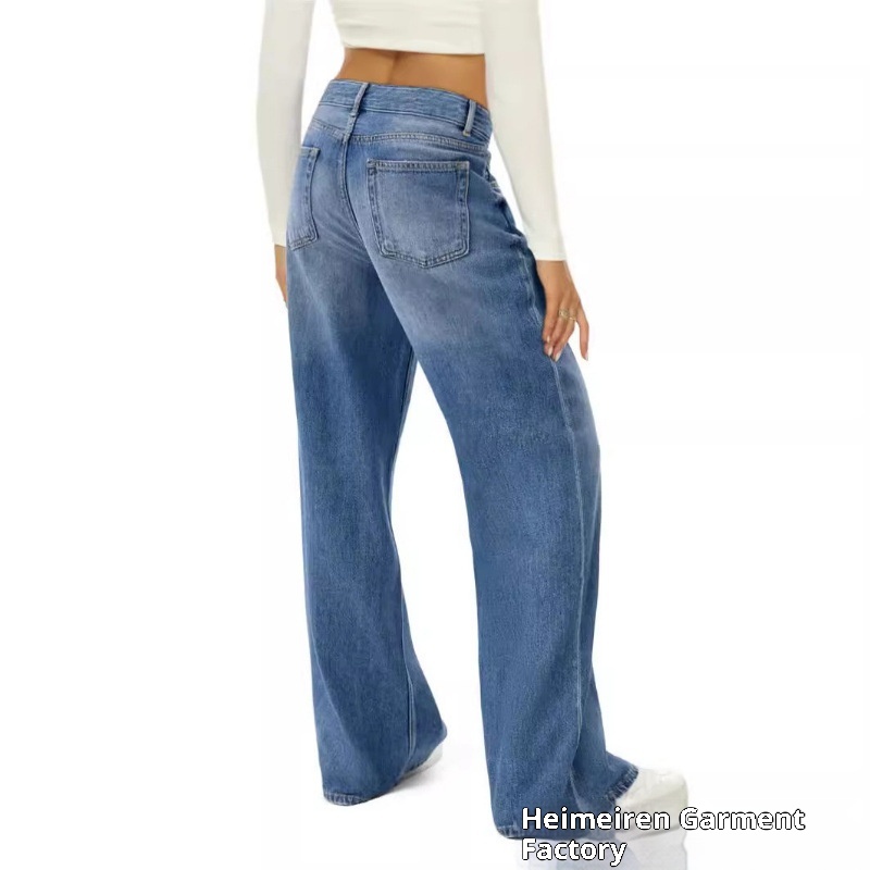 Jeans larghi e larghi da donna con baffi di gatto per il commercio estero transfrontaliero europeo e americano di ChicShe_voghion.com