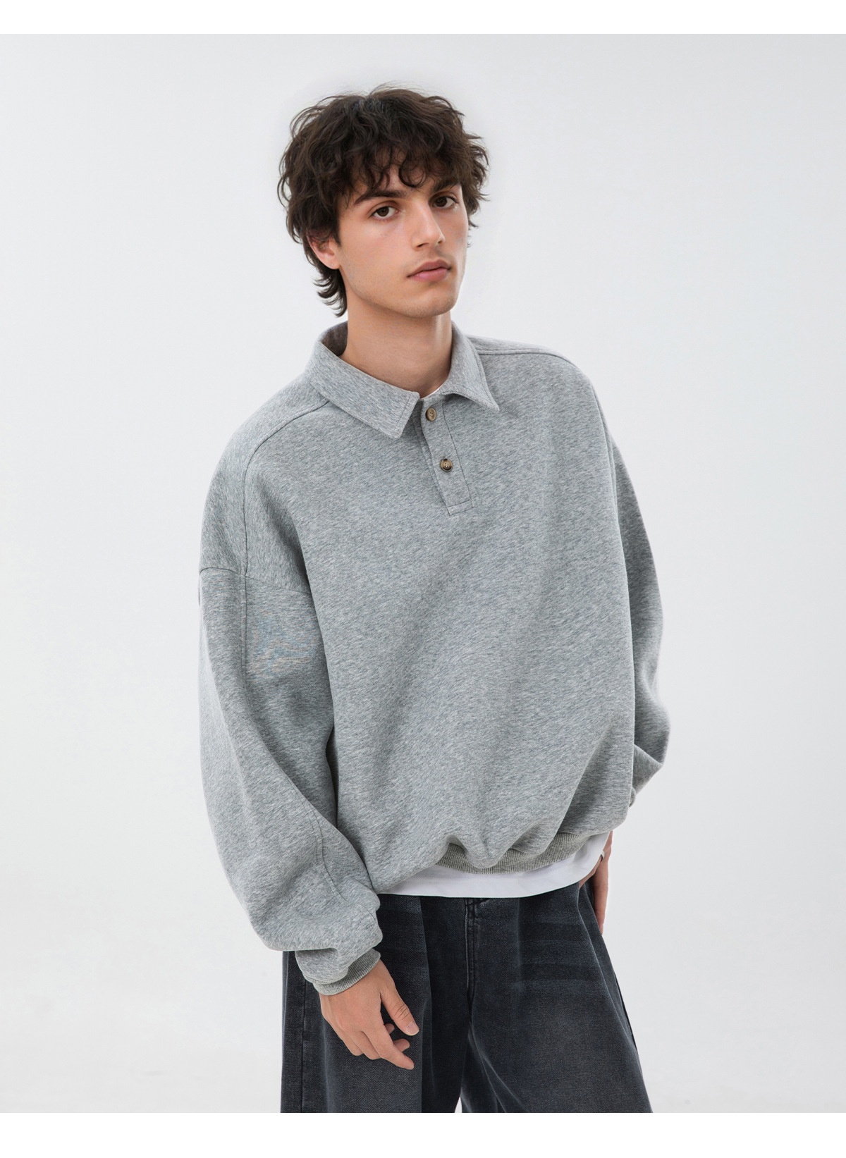 Sweat-shirt Boy Boy 380g épais à col rabattu pour homme, style automne, coupe ample, léger, style vintage Old Money_voghion.com